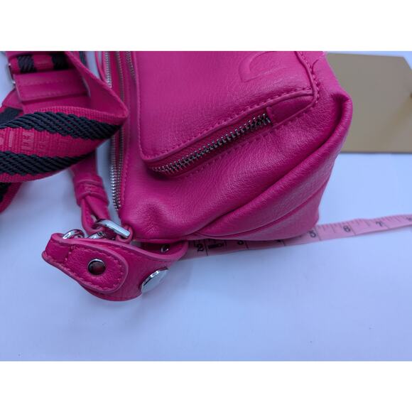Desigual Pink Faux Leather Crossbody Shoulder Bag with Tassel Charm & Studs - Picture 8 of 9